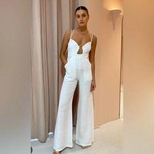 Rumer Byron Linen Jumpsuit In White size M NWOT
